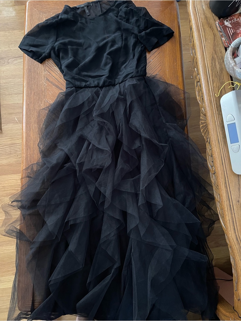BCBGMaxAzria Black Tulle Ruffle Party Dress